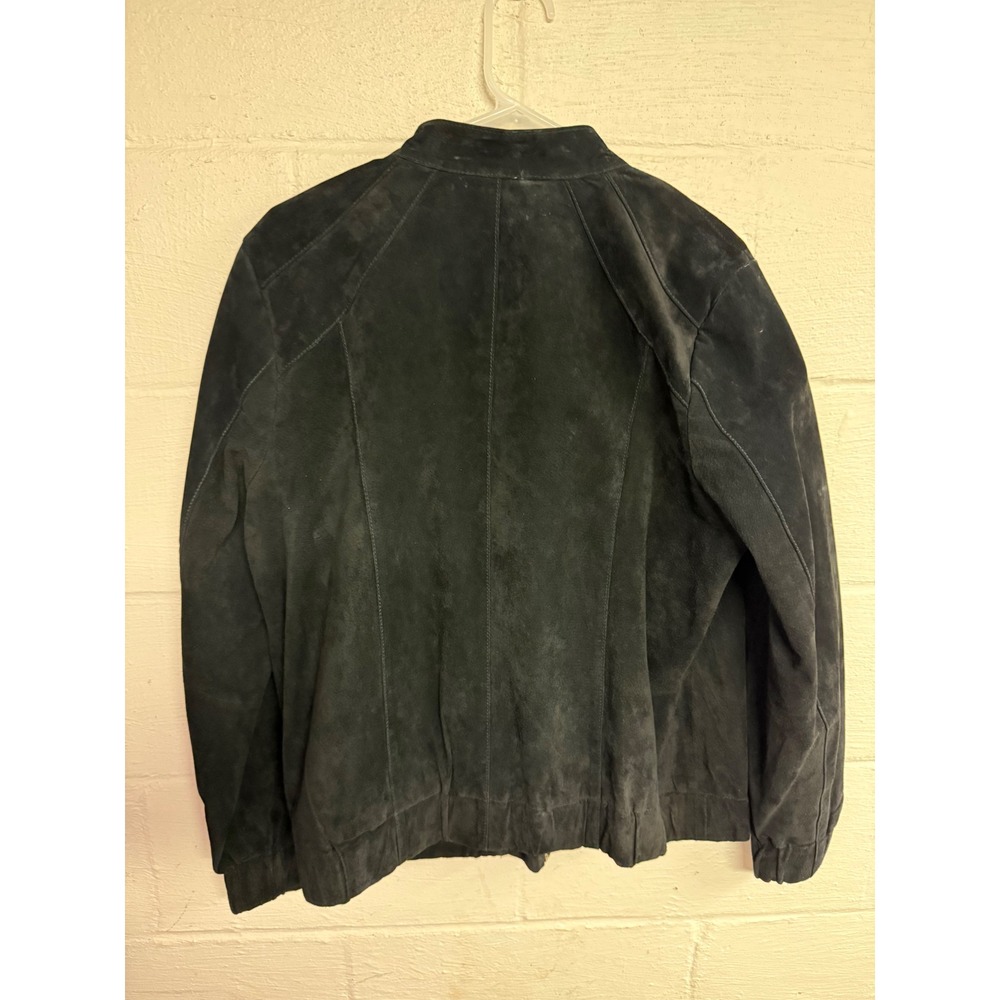 Dennis Basso Black Suede Bomber Jacket L luxury maximalist grunge business - Picture 14 of 14